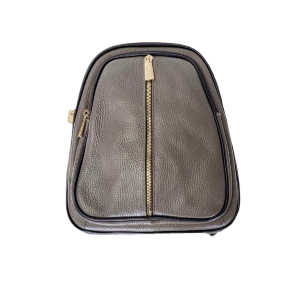 Valentina | Italian Leather Taupe Gray Dome convertible Backpack Gold hardware - Picture 8 of 11